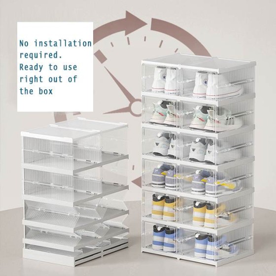 Integrated foldable transparent dust-proof household shoe cabinet without installation, simple shoe storage box