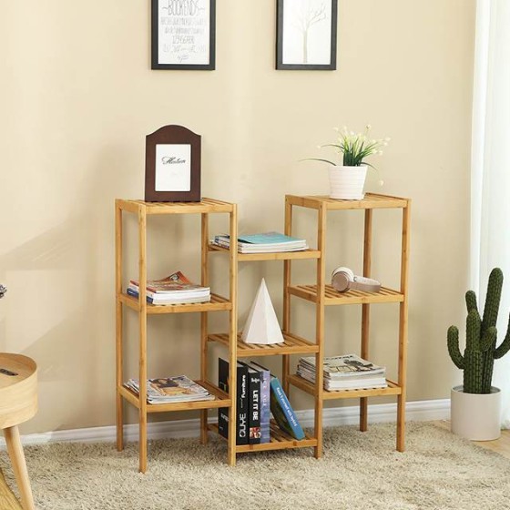 100% pure natural bamboo simple plant rack, 9-layer flower pot rack, display rack, bathroom rack, storage rack