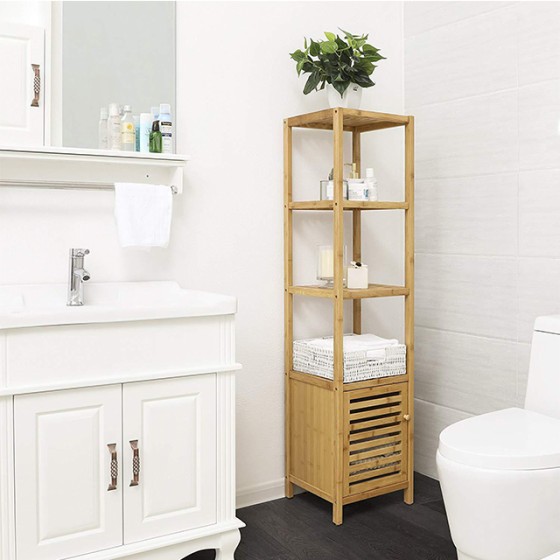 Bamboo five-layer multi-functional bathroom storage cabinet, kitchen, living room and bedroom storage rack